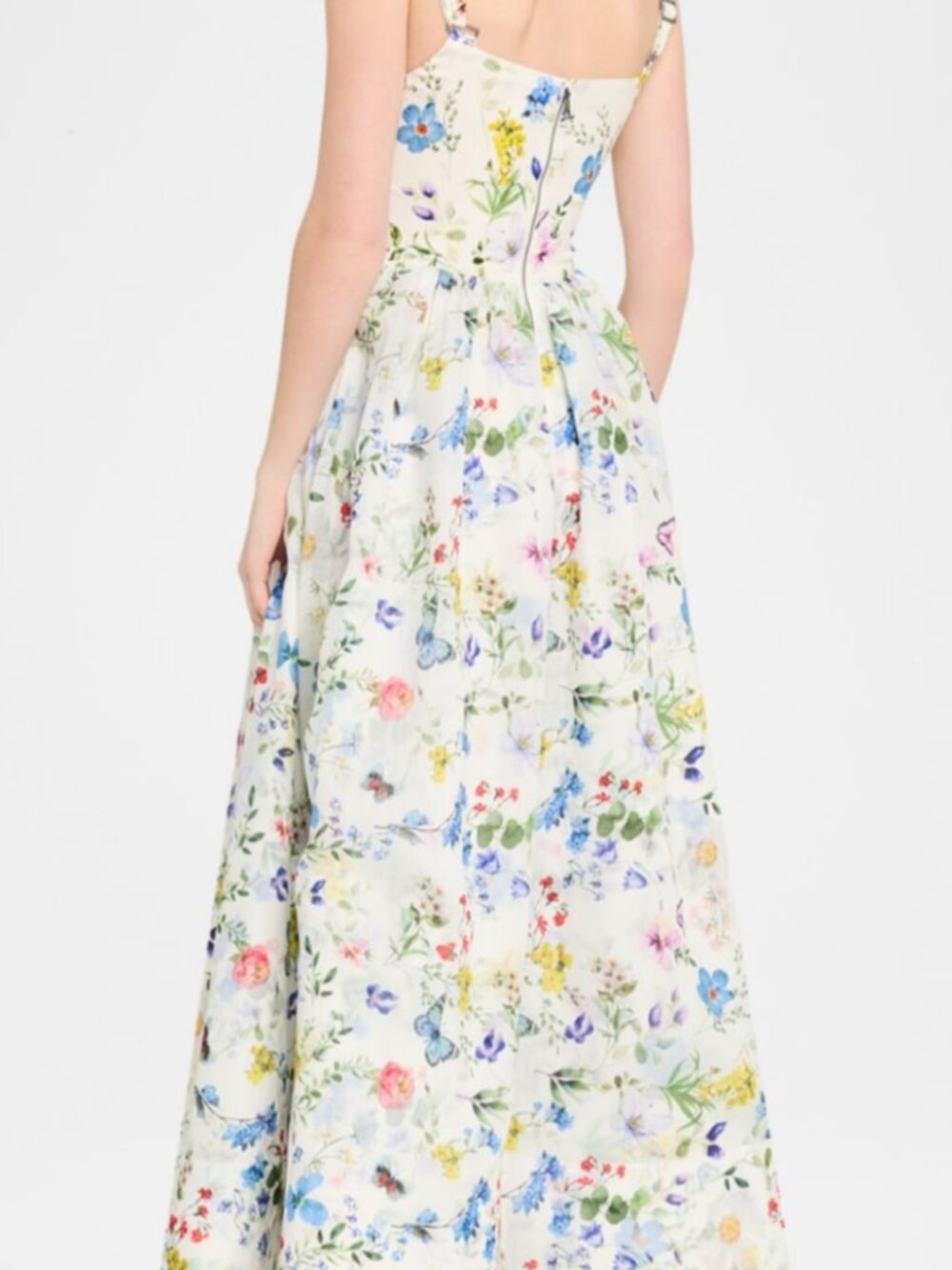 NWT Alice + Olivia Chara Square Neck Maxi Dress Twisting Vines Off White Size 6 - Picture 7 of 7